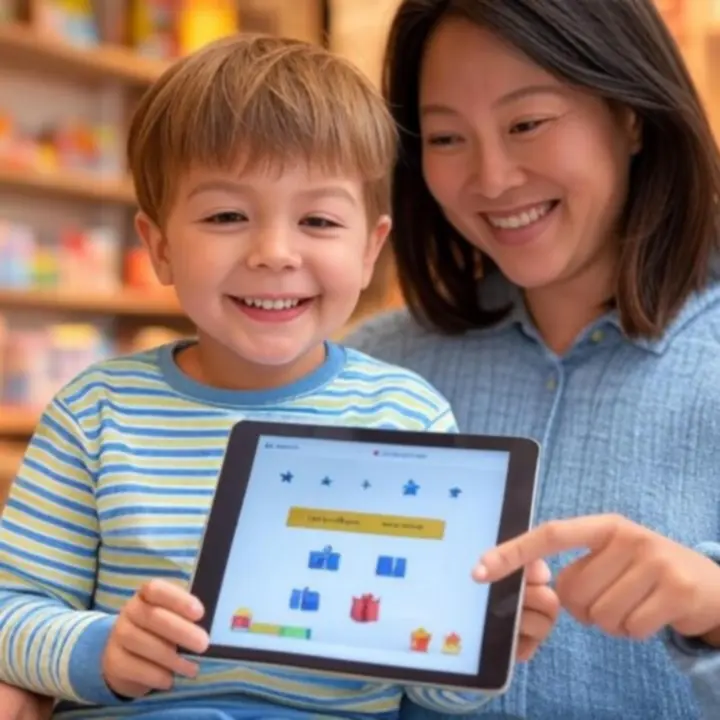 Dzieci bawiące się zabawkami jako nagrody w programie lojalnościowym