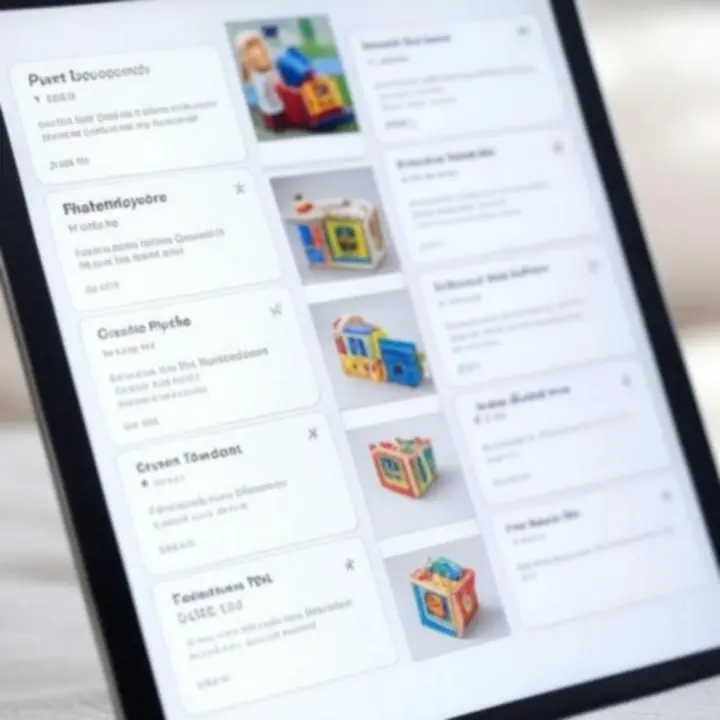 Kolorowe zabawki przedstawione w podsumowaniu zamówienia.